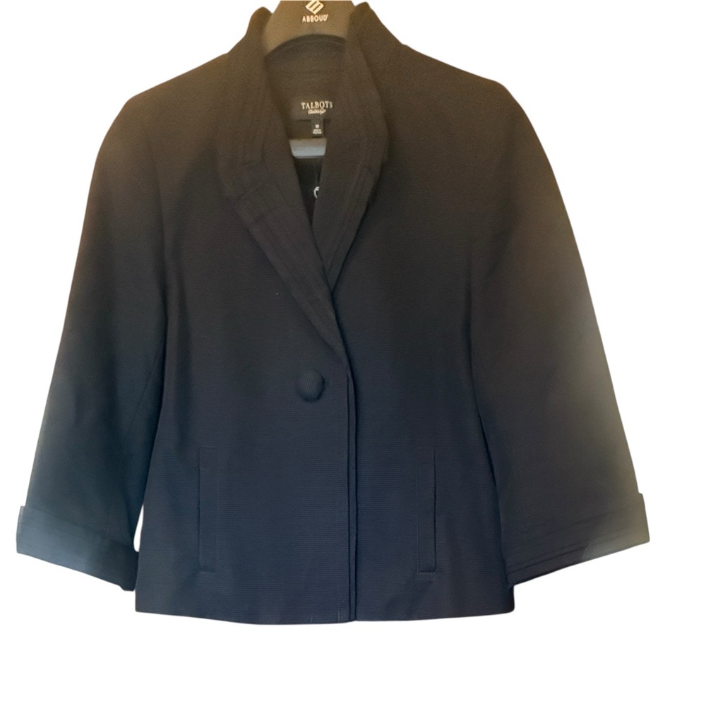Talbots NWT 100 % cotton notched step lap collar 3/4 cuffed sleeve Sz 10 jacket - Picture 4 of 13